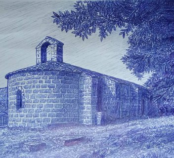 Photo Exposition et vente de tableaux au stylo bille