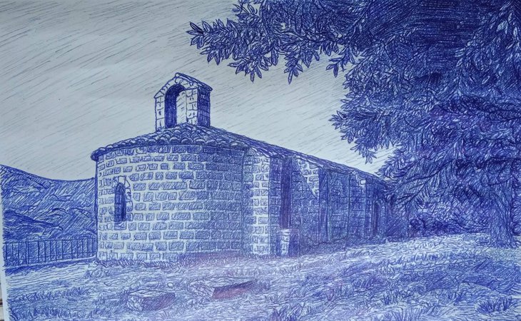 Photo Exposition et vente de tableaux au stylo bille