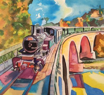 Photo Atelier Terre d'Ardèche  - "Magie de l'aquarelle en gare du Mastrou"