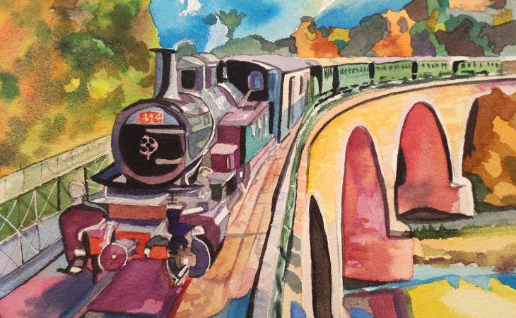 Photo Atelier Terre d'Ardèche  - "Magie de l'aquarelle en gare du Mastrou"