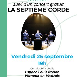 Présentation de la saison culturelle 2026/2027 de l'Espace Louis Nodon (suivie d'un concert gratuit du groupe "La Septième Corde")