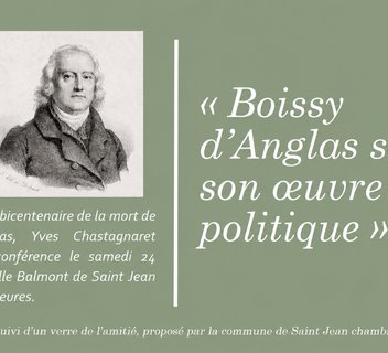 Photo Conférence "François-Antoine de Boissy d'Anglas : sa vie et son œuvre politique"