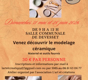 Photo Atelier modelage céramique